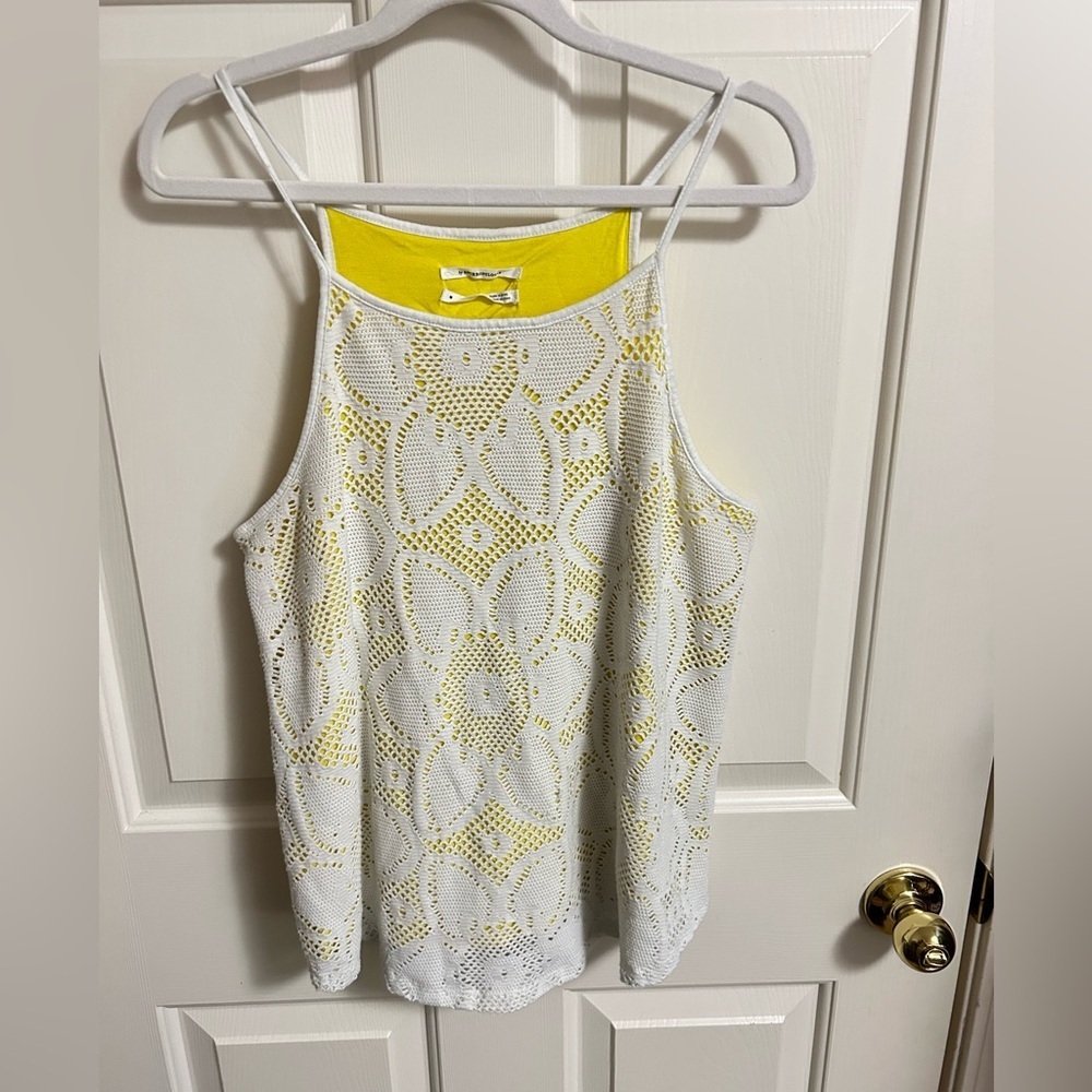 Anthropologie Cosette‎ Lined Tank Top Cutout Overlay Cotton Blend Medium